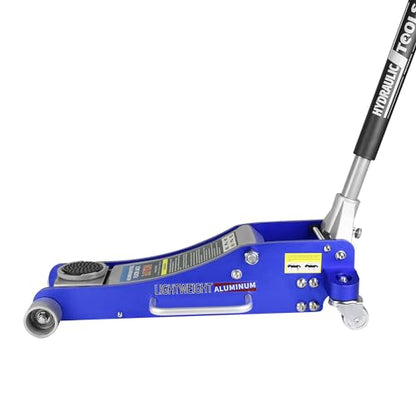 Hydraulic Floor Jack, 1.5-Ton Quick Rise Aluminum Floor Jack with Dual Pump Pistons & Reinforced Lifting Arm, 3,000 lb Capacity, Blue - size: 3 ton