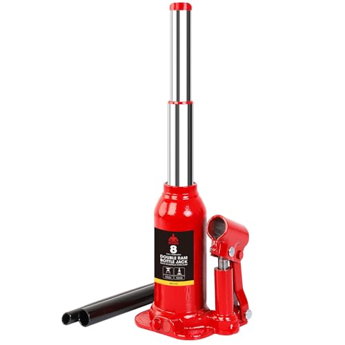 Jack Boss Bottle Jack 8 Ton (16,000 LBs) Hydraulic Car Jack, Fit for Auto Truck Repair and House Lift, AS80802X - size: 8T-double ram