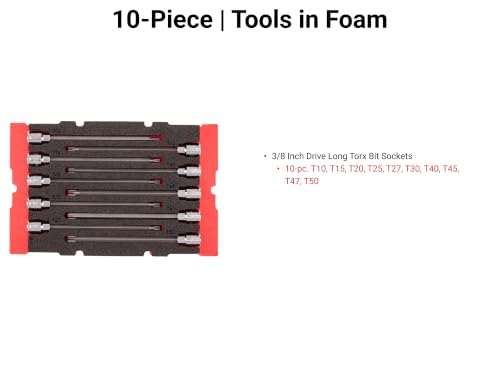 TEKTON Long Torx Bit Socket Set, 10-Piece | SHB91704 - size: 10-Piece (T10 - T50)