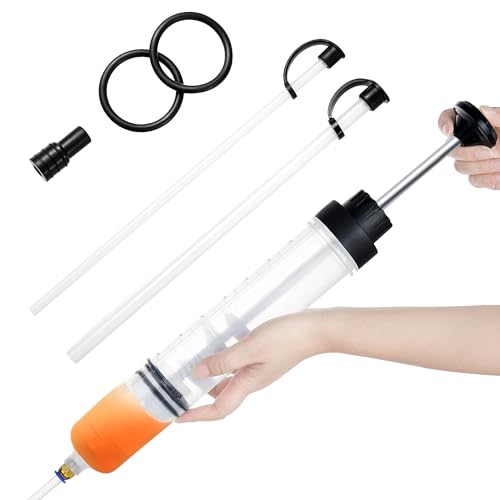 Reniteco Oil Extractor Pump - 500CC Manual Liquid Extractor, Multi-Function Car Oil Pump, Liquid Transfer Pump, with Two Extension Tubes and Replacement Rubber Rings - size: 500cc