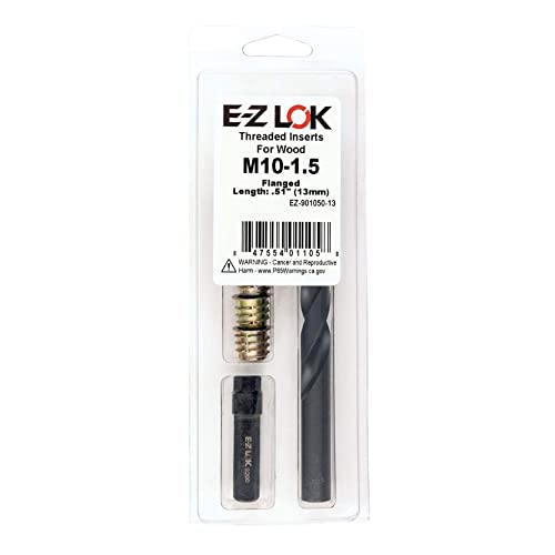 E-Z LOK-901050 Hex Threaded Insert Installation Kit for Soft Wood - Flanged - M10-1.5 x 13mm - size: M10-1.5 x 13mm, style: Flanged
