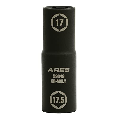 ARES 59048 17x17.5mm Half Size Lug Nut Flip Socket - 1/2-In Drive | Removes Warped, Damaged & Bloated Chrome Capped Lug Nuts - size: 17 x 17.5mm
