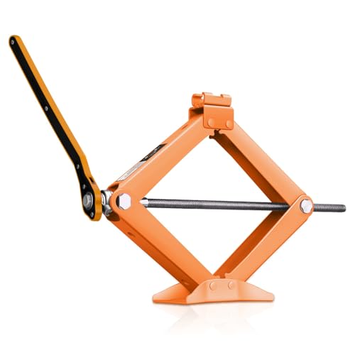 Auto Dynasty Scissor Jack, 2 Ton (4409 LBS) Portable Car Lift Jack, Quick Lift Car Tire Changing Kit with Extended Ratchet Wrench for SUV MPV Auto, Orange - color: Orange, size: 2T