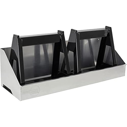 Speedway Motors Fixed Racing Jack Stand Storage Bin Aluminum Trailer Organizer Holds Two Stands, Wall Mount Design, Laser Cut TIG Welded Construction, 31 x 10 Inch