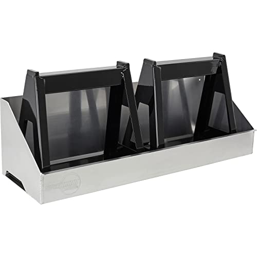 Speedway Motors Fixed Racing Jack Stand Storage Bin Aluminum Trailer Organizer Holds Two Stands, Wall Mount Design, Laser Cut TIG Welded Construction, 31 x 10 Inch