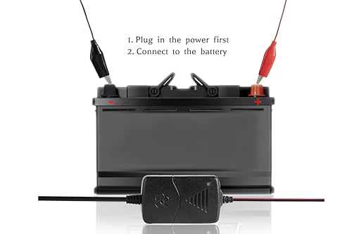 2Pc 12V 1000mA Automatic Battery Charger, Maintainer, Trickle and Desulfatorr with Short Circuit Protection…