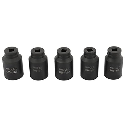 SCITOO 5pcs Deep Spindle Axle Nut Impact Socket Set 1/2 6 Point Drive Metric Axle Hub Nut Socket 33mm 34mm 35mm 36mm 38mm