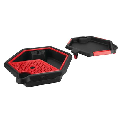 Performance Tool W4074 2 in 1 Drain Pan and Tool Caddy - Conveniently Collects Oil and Organizes Tools for Automotive Repairs - style: 2 In 1 Drain Pan Tool Caddy