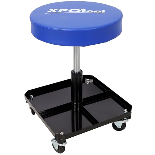 250 LBS Rolling Pneumatic Garage Stool with Tool Tray Adjustable Mechanic Seat for Auto Repair and Workshop Use