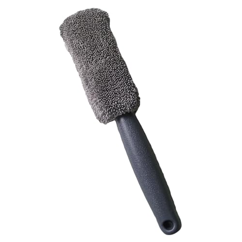 Non Abrasive Wheel Tool with Short Handle Soft Bristles for Alloy Rim Brake Dust Removal Wheel Cleaner Brush - color: gray
