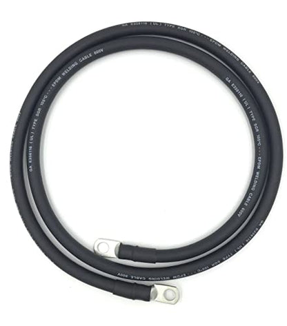 2 AWG Gauge Premium Battery Cables, Made in the USA, Positive or Negative, Red or Black, Replacement Battery Cables for Car, Truck, RV, Solar (4ft - 3/8" Lugs, Black) - size: 4ft - 3/8" Lugs, style: Black