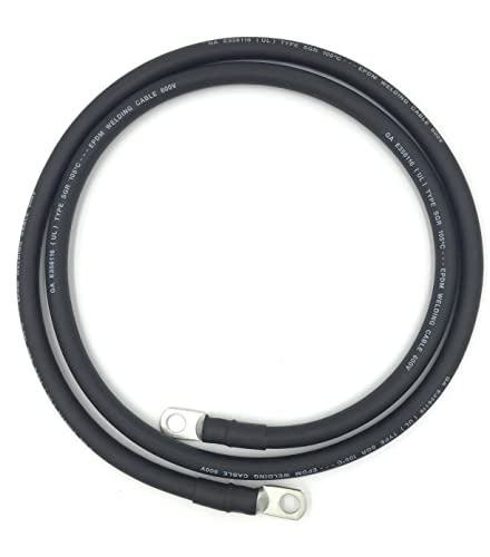 2 AWG Gauge Premium Battery Cables, Made in The USA, Positive or Negative, Red or Black, Replacement Battery Cables for Car, Truck, RV, Solar (1ft - 5/16" Lugs, Black) - size: 1ft - 5/16" Lugs, style: Black