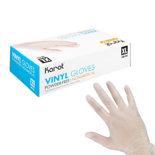 Karat [XL - 1,000 ct] Clear Vinyl Disposable Gloves, Powder-Free, Great Fit, Tear-Resistant for Multi-Purpose (FP-GV1009)