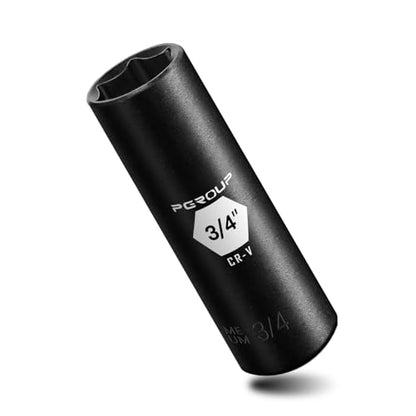 3/8” Drive Deep Impact Socket, SAE(3/4 Inch socket), 6-Point, Cr-V Steel With Black Manganese Phosphate Coating - size: 3/4-inch