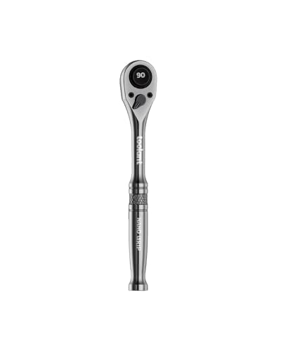 toolant 1/4" Drive Ratchet 90-Tooth Compact Ratchet Wrench 5" Length | 90-tooth ratchet with 4° swing arc, black titanium finish and quick release design provide smooth operation in tight spaces - size: 1/4"-5inch, style: Fix-head Ratchet