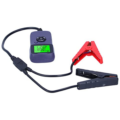 A300 Digital Car Battery Tester, Automotive Battery Analyzer, LCD Display with Load Test System for 12V Batteries, Includes Heavy Duty Clamps and Beep Remind Function (Purple) - color: Purple