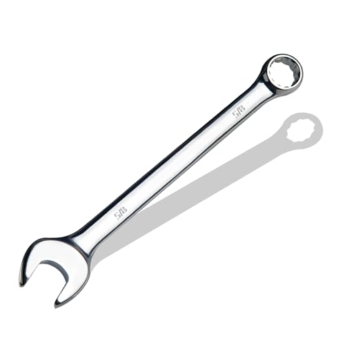 5/8" SAE Combination Wrench, CR-V Steel with Mirror Polish, 12-Point Design, 15-Degree Offset, Perfect for Auto Repair, Household, Car & Truck Emergency - size: 5/8"