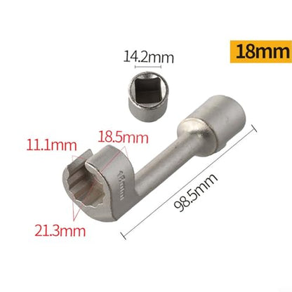 Diesel Fuel Line Socket Set 1/2 Drive Flare Nut Wrench for Automotive Tube Pipe Repair, Open End Ring Sizes 12 14 16 17 18 19mm, Metal Hand Tool(18mm) - color: 18mm