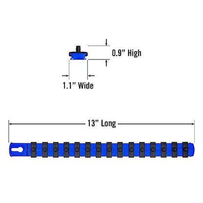 ERNST 13-Inch Socket Rail Organizer with 15 1/4-Inch Twist Lock Clips, Blue (8417-Blue-1/4) - color: Blue, size: 1/4-Inch Twist Clips, style: 13-Inch
