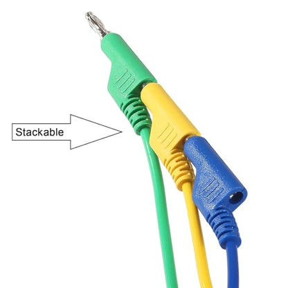Multimeter Test Lead Set, 5PCS Stackable 4MM Banana Plug to Test Hook, Flexible Testing Cable Wires 500V 5A for Multimeter Electrical Testing, 3.3FT/1M (Banana Plug to Test Hook) - color: Banana Plug to Test Hook