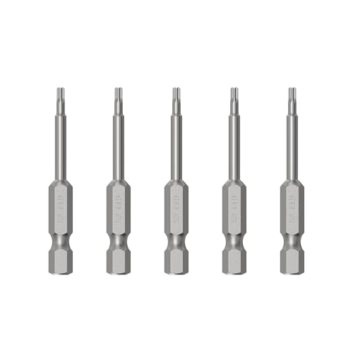 5PCS T9 Magnetic Tamper Proof Torx Screwdriver Bits, 1/4 Inch Hex Shank 2.6 Inch Length S2 Steel Security Drill Torx Head Drill Screw Driver Tools(65mm Long, Star 6 Point) - size: T9