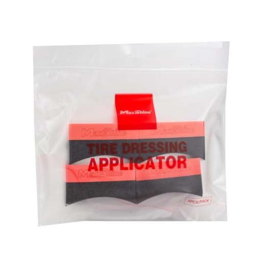 Maxshine Tire Dressing Applicator, Curved Foam Pad 10x4cm, Red & Black | Ergonomic Grip, High-Density Non-Abrasive | Even Tire, Trim & Wax Application