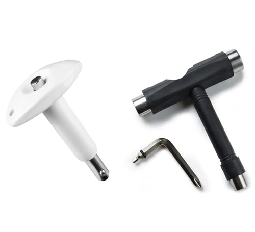 Skate Tools Kit Multi Function Portable Skateboard Bearing Press Tool Bearing Puller T Tool Accessory with T Type Allen Key and L Type Phillips for Roller Skates Skateboards Scooters