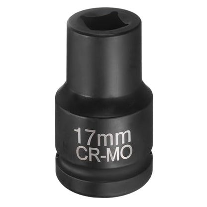 HARFINGTON 4 Point Square Socket 1" Drive 17mm Metric Square Impact Socket CR-MO Blackening Standard Wheel Sleeve Pneumatic Sleeve Tool for Auto Repair Mechanical Maintenance Home Use - size: 1"/17mm