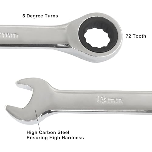 7 PCS Metric Ratchet Wrenches Set 6mm 7mm 8mm 9mm 10mm 11mm 13mm, Ratcheting Combination Wrench for Projects Metric Tight Spaces - size: 6 mm, 7 mm, 8 mm, 9 mm, 10 mm, 11 mm, 13 mm set