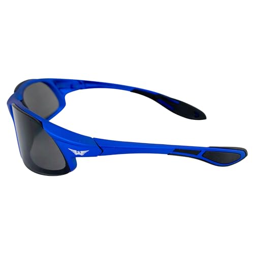 Global Vision Safety Shop Glasses - color: Blue Frame/Smoke Lens