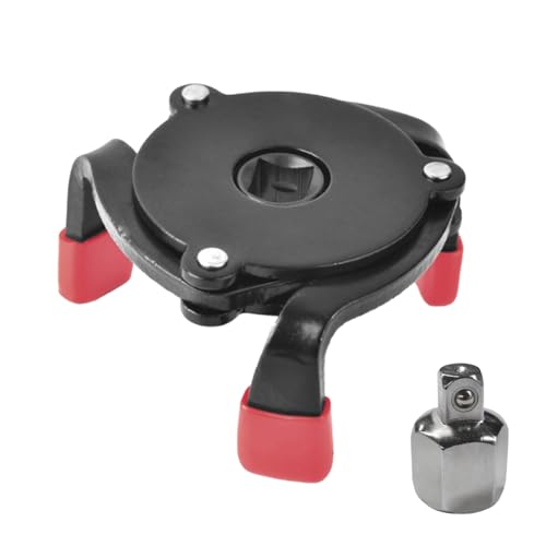 Universal Oil Filter Wrench Tool - Adjustable 3 Jaw Oil Filter Removal Tool with 1/2'' Adapter 3/8'' Square Drive Socket - Heavy Duty One Way Change Tool Set for 2-3/8" to 3-7/8" Filters