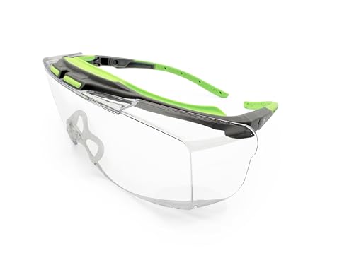 MAGID AcuSpex Semi-Frameless Clear Safety Glasses with PurVue Premium Anti-Forg Coating, 1 Pair, Black/Green, PCX4080