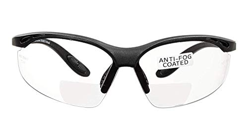 voltX CONSTRUCTOR Clear Bifocal Reading Safety Glasses +1.5 Dioptre | ANSI Z87.1+ & CE EN166F certified. UV400 anti-fog lenses. Suitable for sports & cycling. Includes safety cord. - color: Clear, size: +1.5 Dioptre