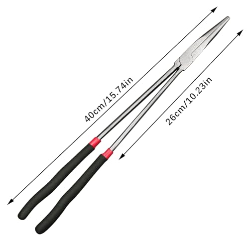 16 Inch Long Reach Pliers, Needle Nose Pliers Repairing Pliers with Long Handle, Steel Tip Nose Pliers for Mechanics/Technicians/Contractor/Home Repairing (Straight Angle)