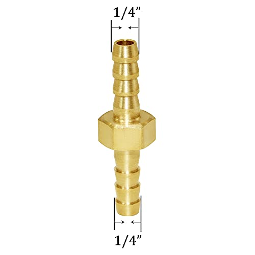 Joywayus 1/4" ID Hose Barb, Hex Union Brass Fitting Water/Fuel/Air (Pack of 10) - size: 0.25 Inch, style: 10PCS