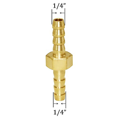 Joywayus 1/4" ID Hose Barb, Hex Union Brass Fitting Water/Fuel/Air (Pack of 10) - size: 0.25 Inch, style: 10PCS