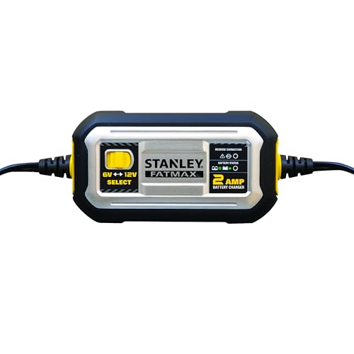STANLEY BC2F 2 Amp Battery Charger for Vehicles | Dual Voltage (6Vand 12V), WET GEL AGM - size: 2 AMP