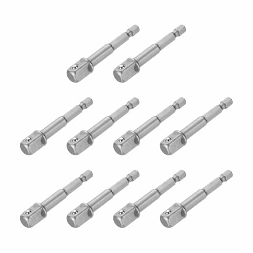 HARFINGTON 10pcs Impact Socket Adapter 3/8" Square Drive 1/4" Hex Shank 2.6" Long Extension Bit for Axle Nut Driver Drill Socket Sets - size: 3/8" x 2.6"