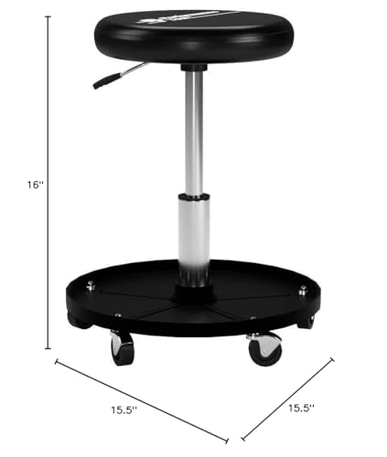 Performance Tool W85008 Professional Hydraulic Shop Seat, Built in Tool Tray and 300 lbs Capacity - style: Pneumatic Black Shop Seat