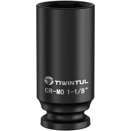 1-1/8" Deep Impact Socket 1/2 Inch Drive for Truck and SUV | CR-MO Steel Impact Socket, 3.07" Length, 6 Point Design, SAE Size, Axle Nut Socket for Easy Removal of Axle Shaft Nuts - size: 1-1/8" (Deep)