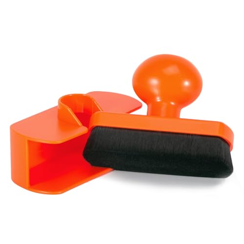 UNIMEIX Tire Shine Applicator Brush Large Vegan Tire Shine Brush with Storage Stand for Vehicles Tire Shine Polish Wax and Car Wash (Orange) - color: Orange