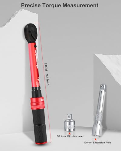 ATsafepro 3/8 torque wrench 20-240 in.lb, Inch Pound Torque Wrench Set with Extension & 3/8" to 1/4" Adapter - ±3% Accuracy, Dual-Direction 72-Tooth for Bike, Motorcycle, Car & Engine Maintenance - style: 3/8" 20-240 IN.LB Torque Wrench Set
