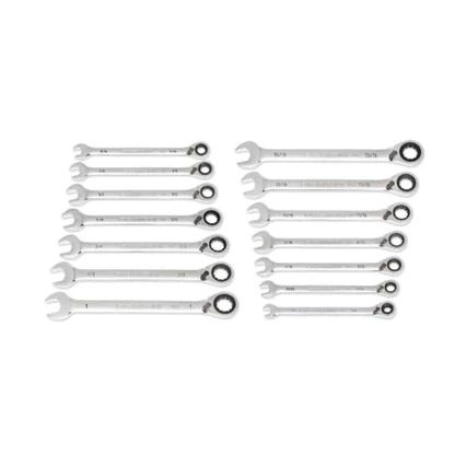 GEARWRENCH 14 Piece 90-Tooth 12 Point SAE Reversible Ratcheting Wrench Set with Wrench Roll | 86661 - style: 14 Pc SAE With Roll