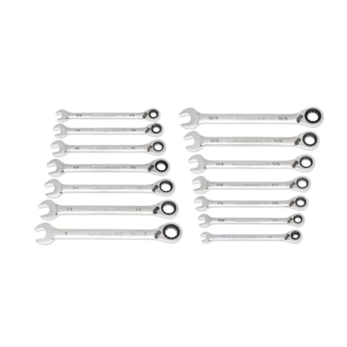 GEARWRENCH 14 Piece 90-Tooth 12 Point SAE Reversible Ratcheting Wrench Set with Wrench Roll | 86661 - style: 14 Pc SAE With Roll