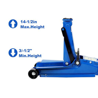 Low Profile Floor Jack 2.5 Ton, Single Piston Hydraulic Racing Jack with 3.5" to 14.5" Lift Range, Steel Garage Jack for Cars Trucks SUVs