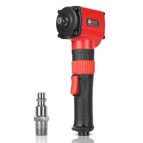 1/2'' Angle Impact Wrench, 910 ft-lbs Torque, Compact Lightweight 3.63 lb | Heavy Duty 7500RPM 1/2 Mini Air Impact Gun Driver, Twin Hammer Pneumatic Impact Wrench for Automobile Repair - size: ‎1/2 inch | 910 ft-lbs