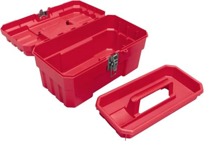 Akro-Mils 14-Inch Plastic Toolbox with Removable Tray, Steel Latch & Padlock Eye, Heavy Duty Tool Box for Tools, Crafts, First Aid & Hobby Supplies, 14" x 8" x 8", Made in USA, 6-Pack, Red (09514) - color: Red, size: 6-Pack