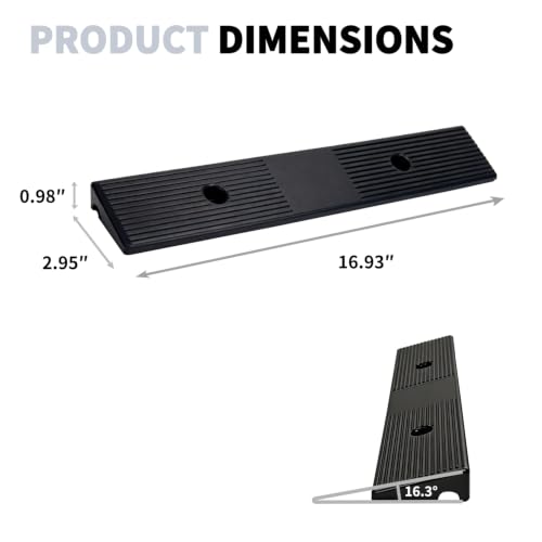 1.0 Inch Rise Rubber Curb & Threshold Ramp 2 PCS 16.93"x2.95" | 7000lbs capacity, suitable for driveway, sidewalk, shed entry, cars, motorcycles, lawn mowers, Durable, Sturdy - size: 1.0"Height