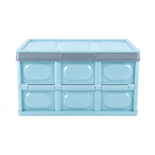 YoRise Car Trunk Organizer, Plastic Waterproof Foldable Car Cargo Storage Box with Lid, Universal Portable Automotive Tool Container Accessories for SUV Truck Sedan (Blue) - color: Blue