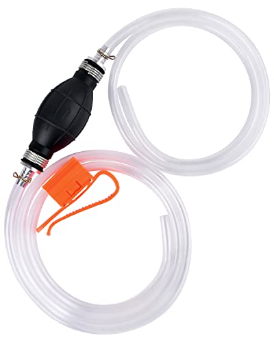 KATUMO Siphon Hose for Gas Oil Water, Fuel Transfer Pump, Hand Fuel Pump | Multi-Purpose Manual Siphon Pump, Easy Operation for Liquid Flow, Lightweight Only 171g, Adjustable Retainer - color: White